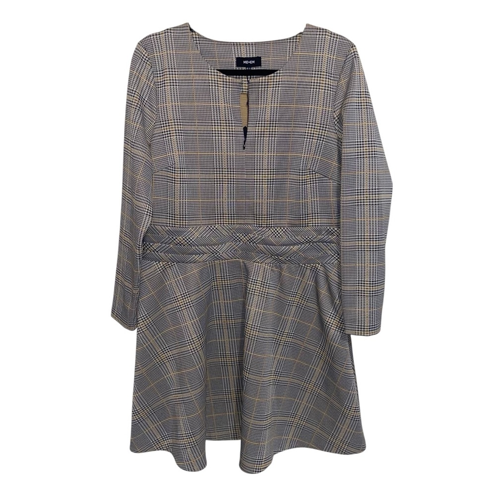 ME + EM Dress Womens Size 12 US Houndstooth Bias Panel Long Sleeve Fall NWT